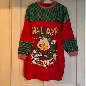 Vintage Retro Ugly Christmas Sweater Disney “Ducorations” Size XL